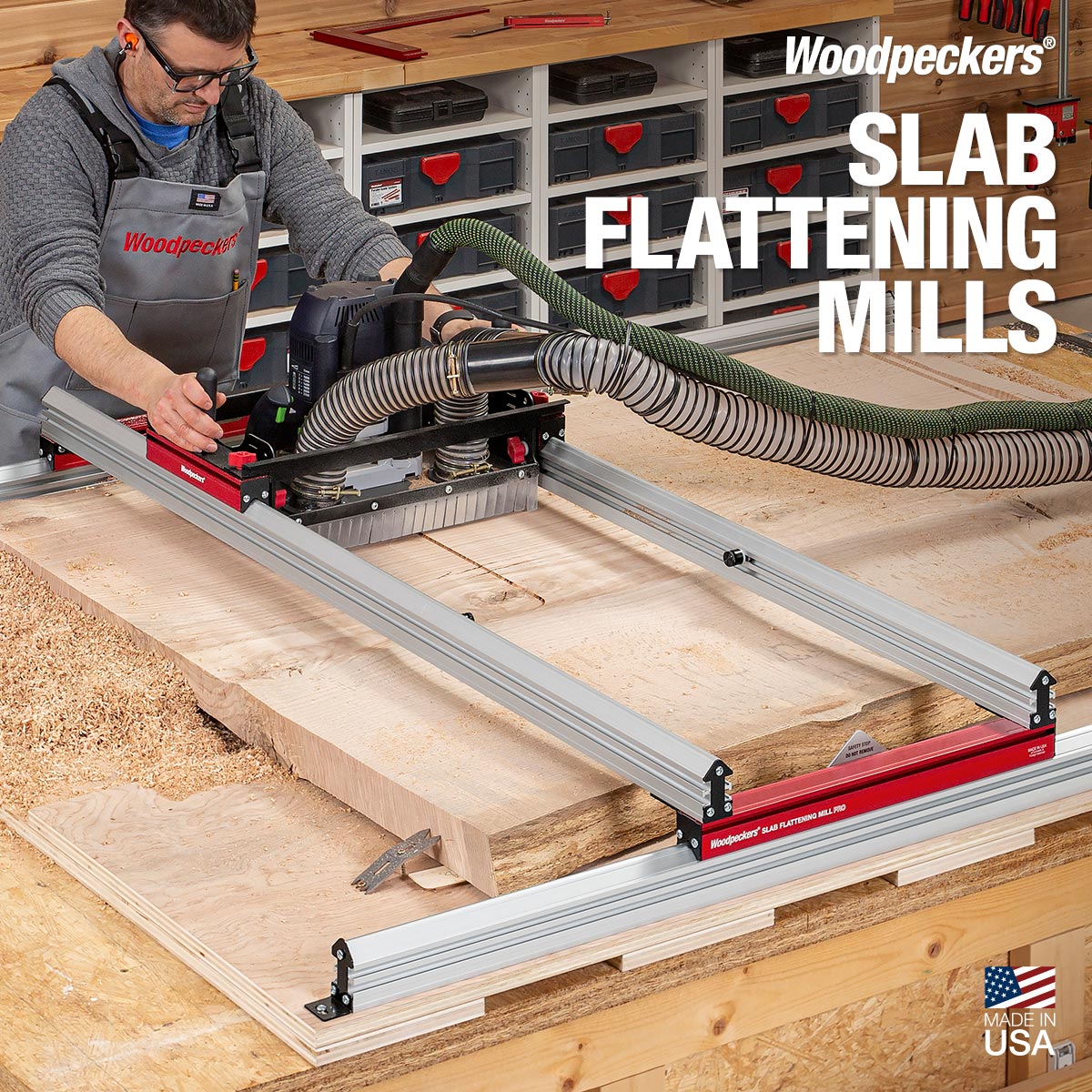 Slab Flattening Mill Systems & EZ Drive | Router Sleds – Woodpeckers