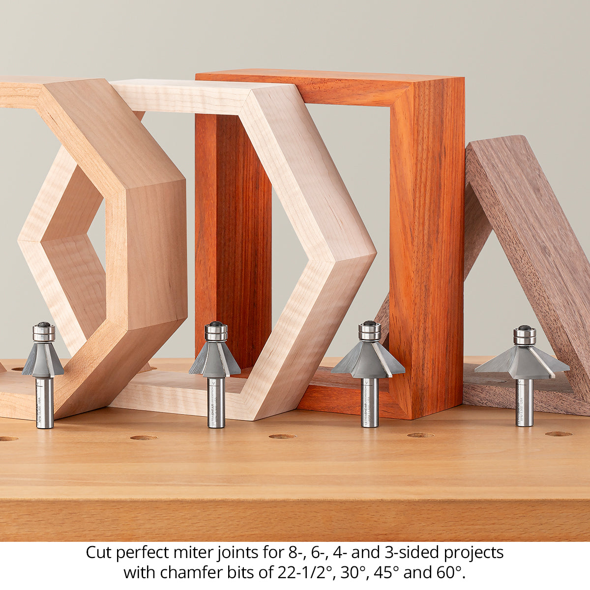 Chamfer Router Bits - 1/2 Shank - Carbide Tipped - Double Bearing