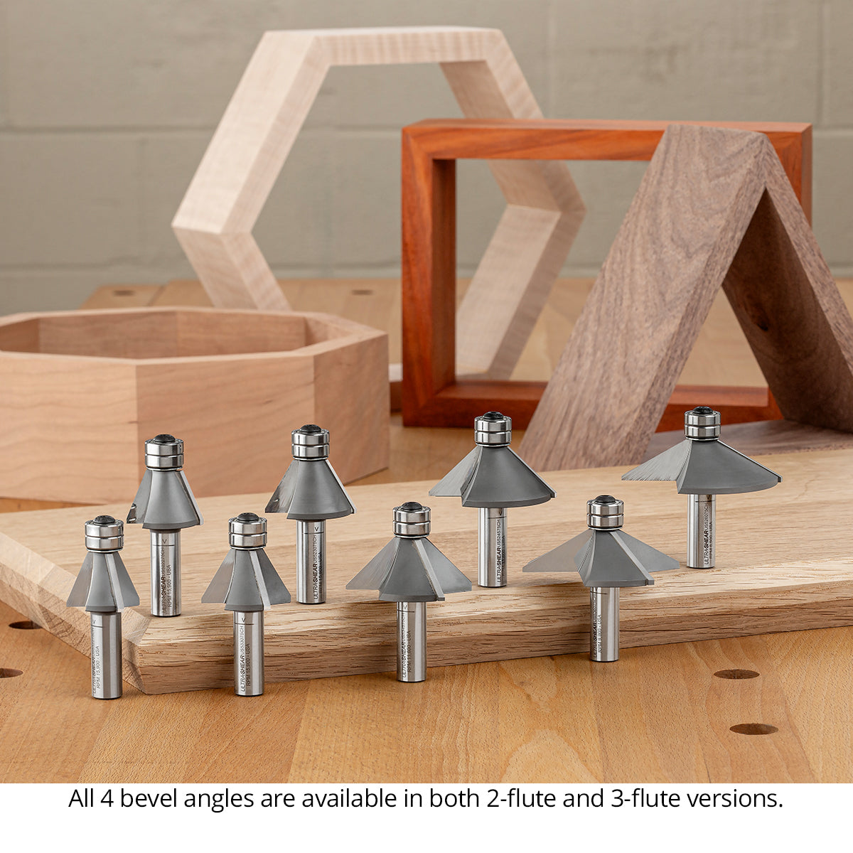 Chamfer Router Bits - 1/2 Shank - Carbide Tipped - Double Bearing