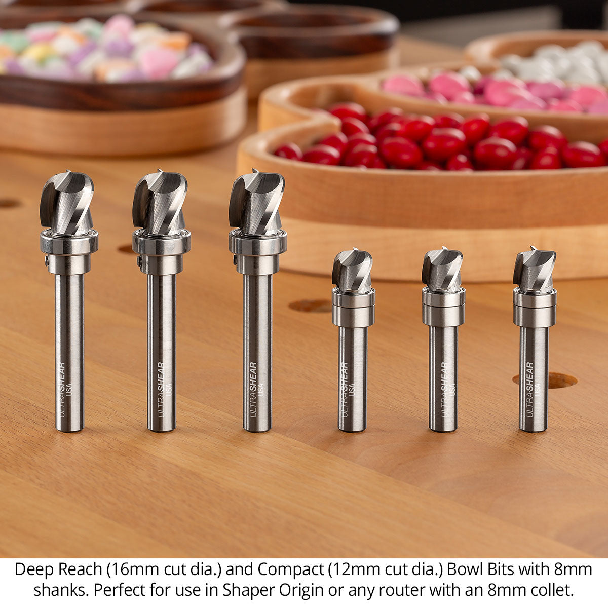Compact Bowl Router Bits - Carbide Head - 3-Flute