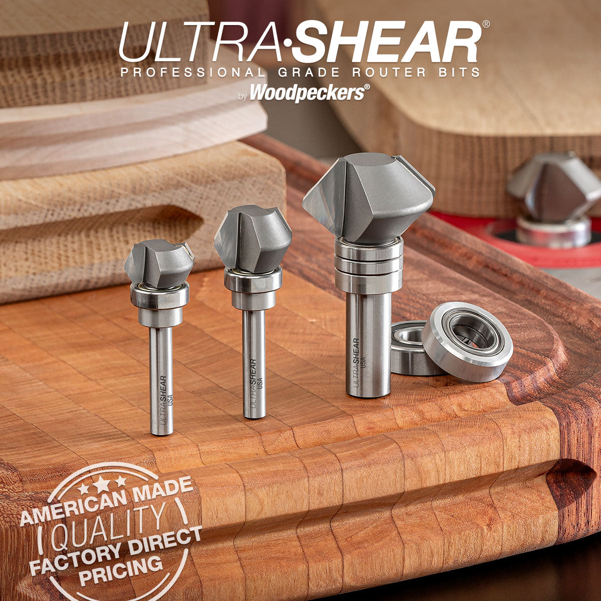 Finger Grip Groover Router Bits - V Groove Profile - Carbide Tipped - 2 Flute