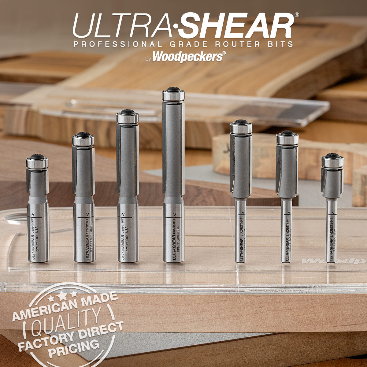Flush Trim Router Bits - Carbide Tipped - 1/2 Diameter