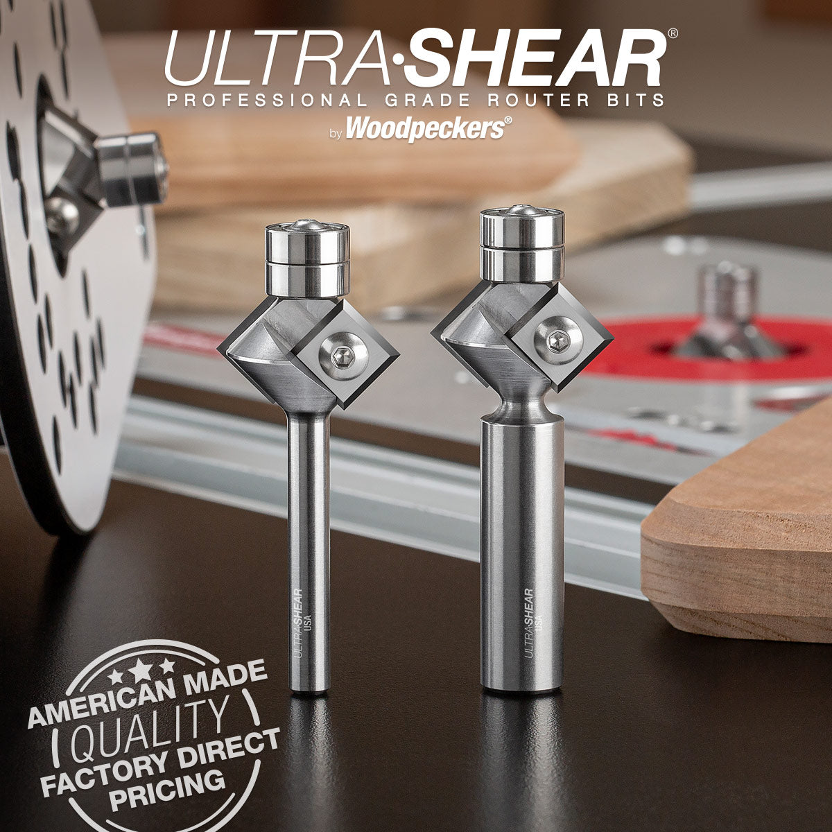 Chamfer Router Bits With Replaceable Carbide Inserts - Double Bearing