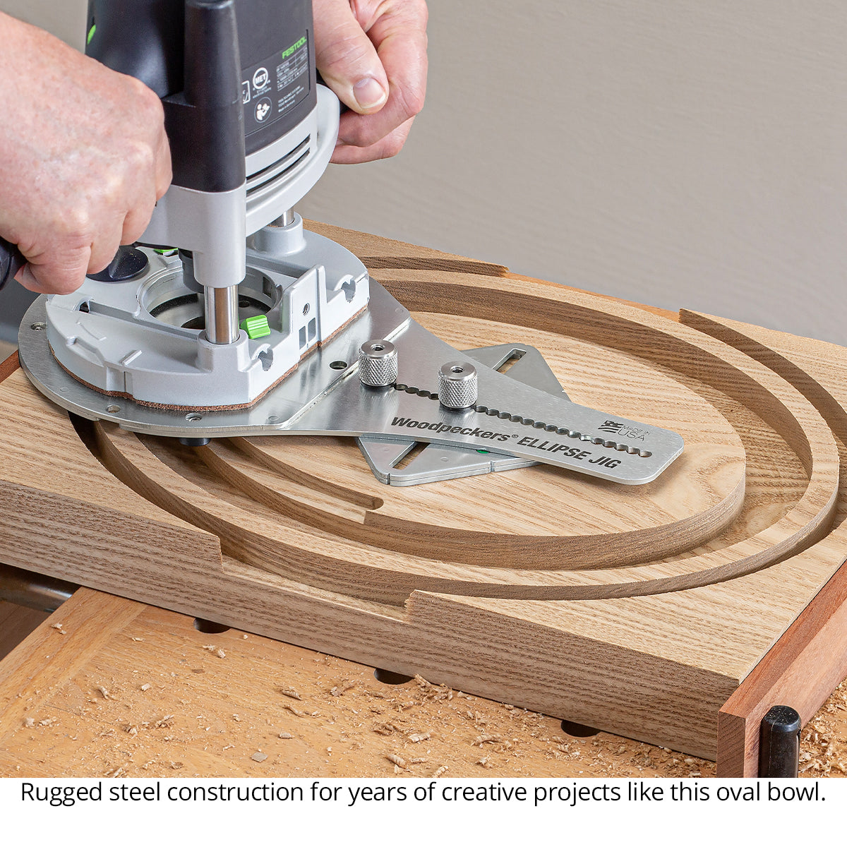 Ellipse Jig in action creating oval bowl. 