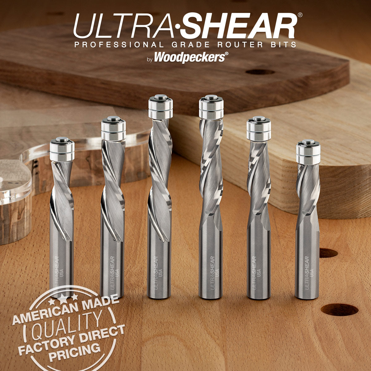 Flush Trim Router Bits - Solid Carbide - 1/2 Diameter - 2 Flute