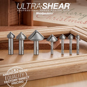 Folding Miter V-Groove Router Bits - Carbide Tipped - 2 Flute