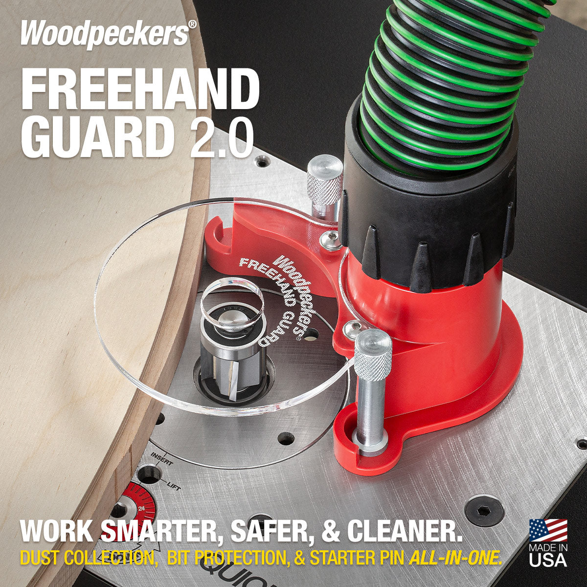 Hand Router Bit Guard Freehand Guard | Router Table Dust Collection Hood Bit Guard – Woodpeckers