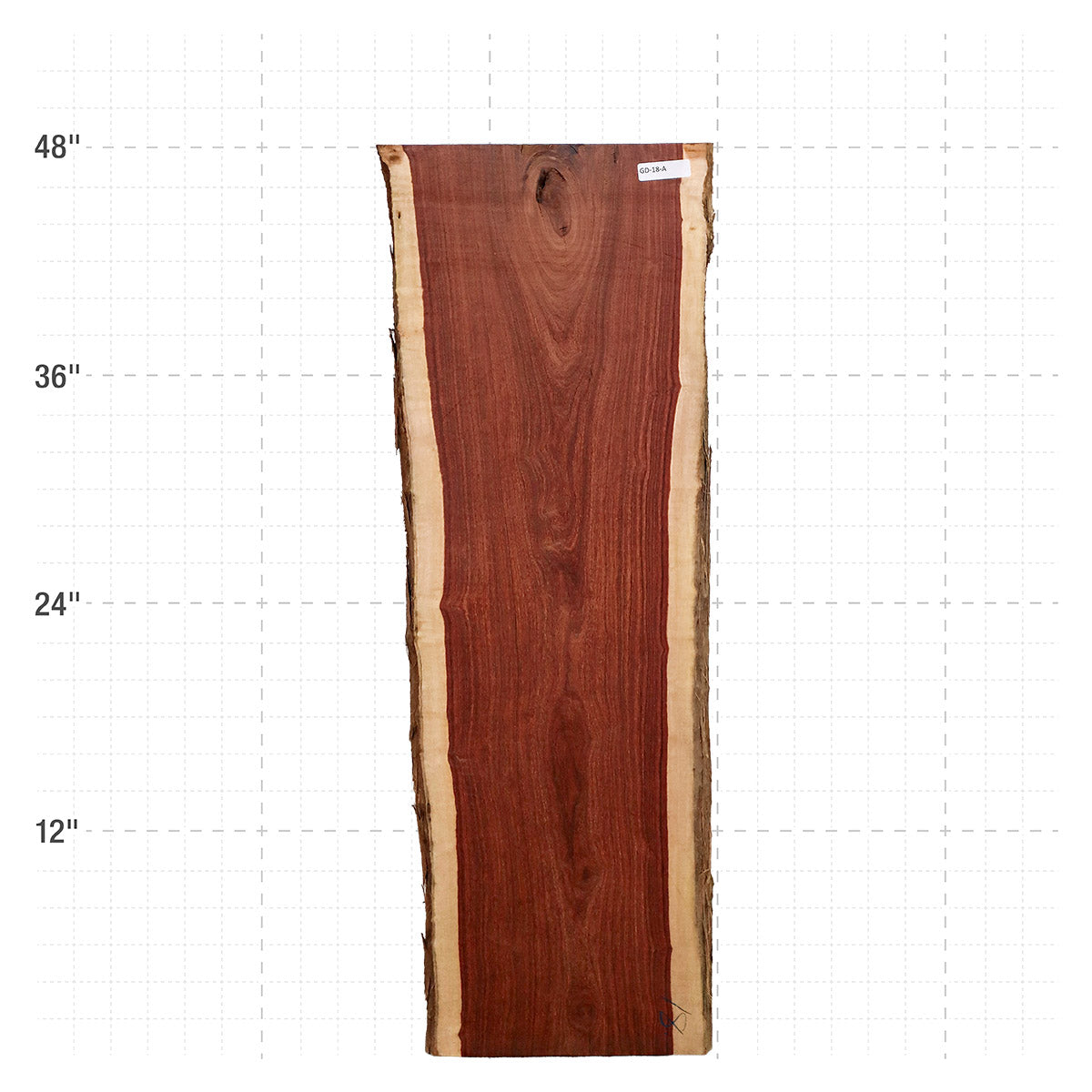 Granadillo Live Edge Slab - 48" x 15" x 1.25" - GD-18-A