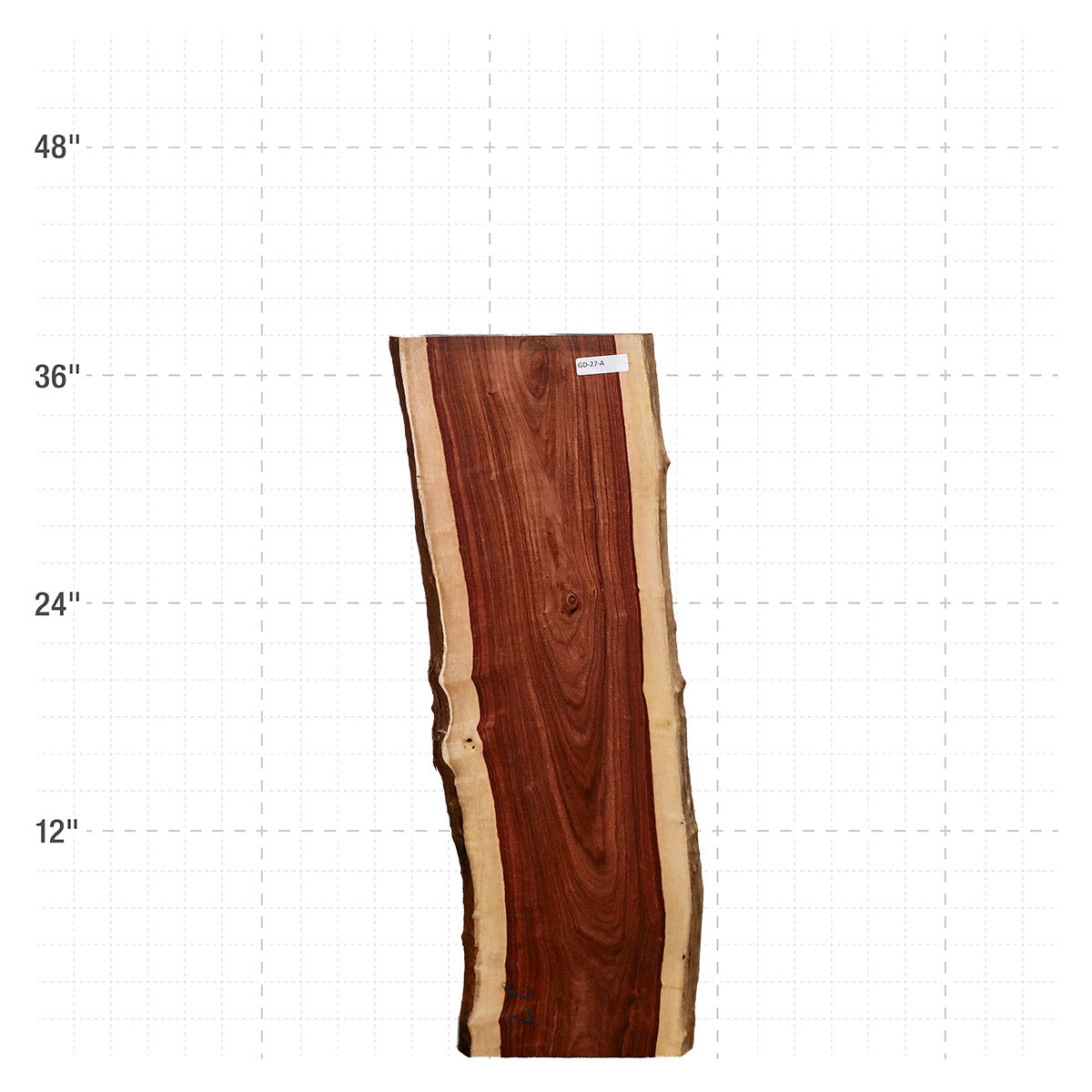 Granadillo Live Edge Slab - 38" x 12.5" x 1.25" - GD-27-A