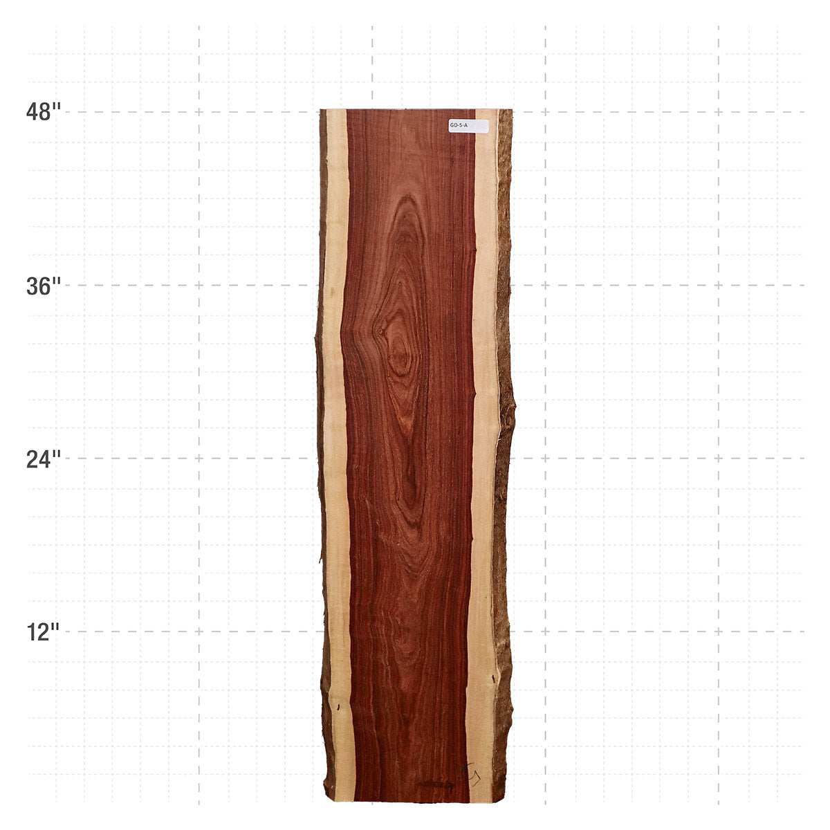 Granadillo Live Edge Slab - 48" x 12" x 1.25" - GD-5-A