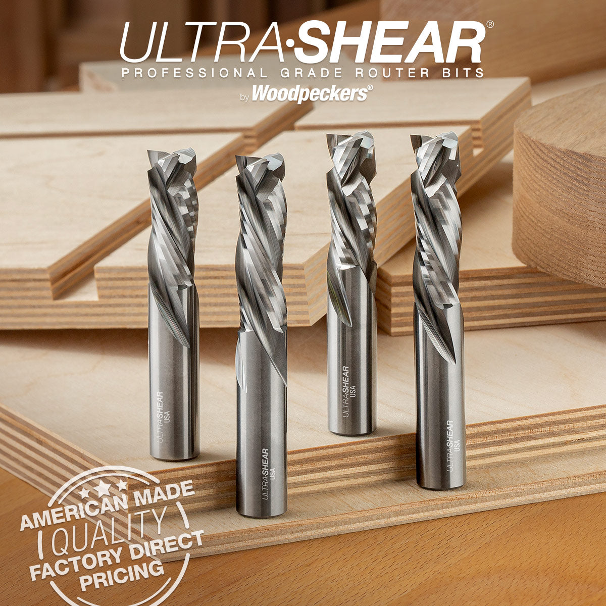 Compression CNC Router Bits - 1/2 Shank - Solid Carbide - 3 Flute