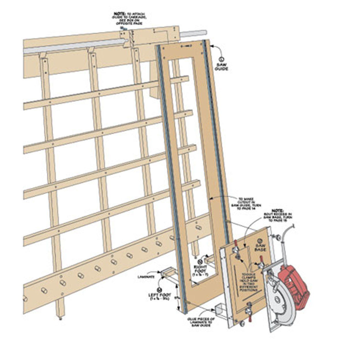 Woodsmith Sliding Carriage Panel Saw Standard Plan & Premium Shop Drawings