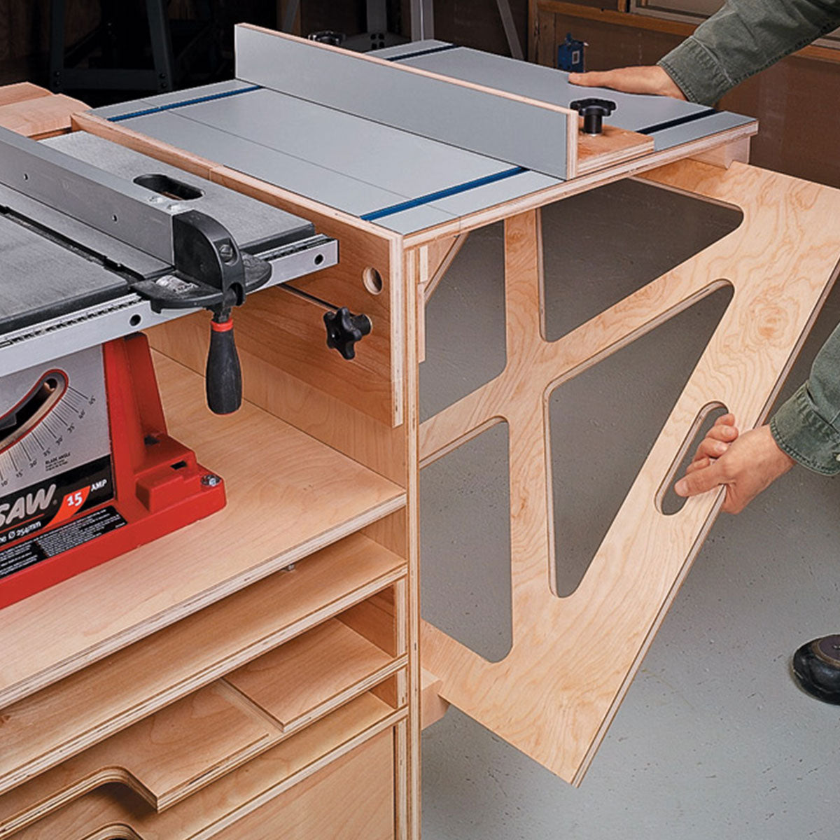 Woodsmith Table Saw Workstation Standard Plan & Premium Shop Drawings
