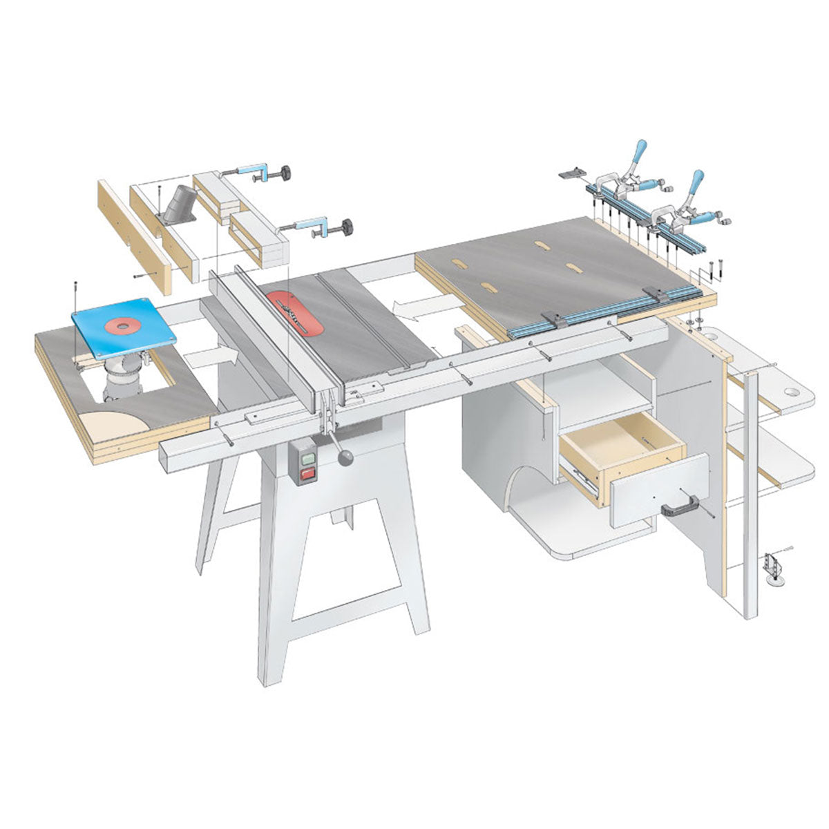 Woodsmith Table Saw Project Center Standard Plan & Premium Shop Drawings