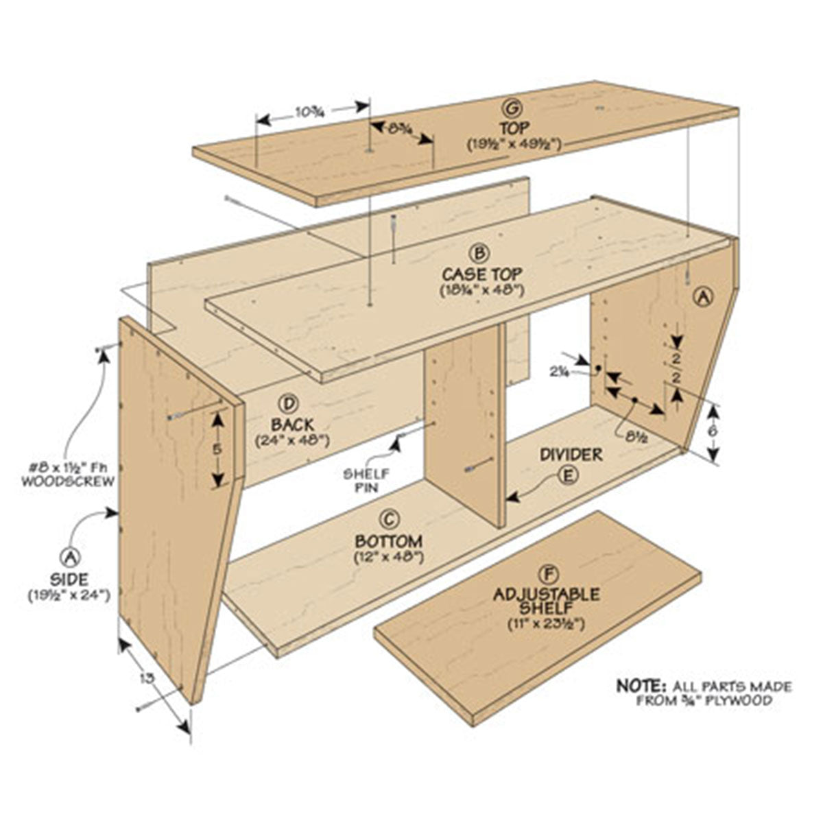 Woodsmith Wall-Mounted Miter Station Standard Plan & Premium Shop Drawings