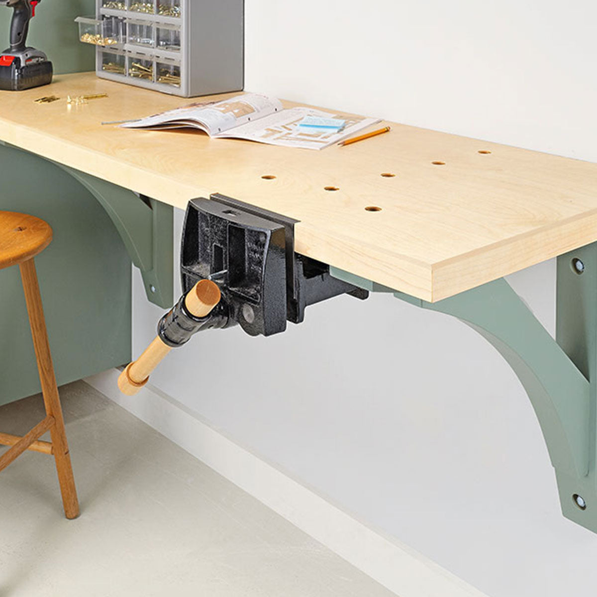 Woodsmith Wall-Hung Workbench Standard Plan & Premium Shop Drawings