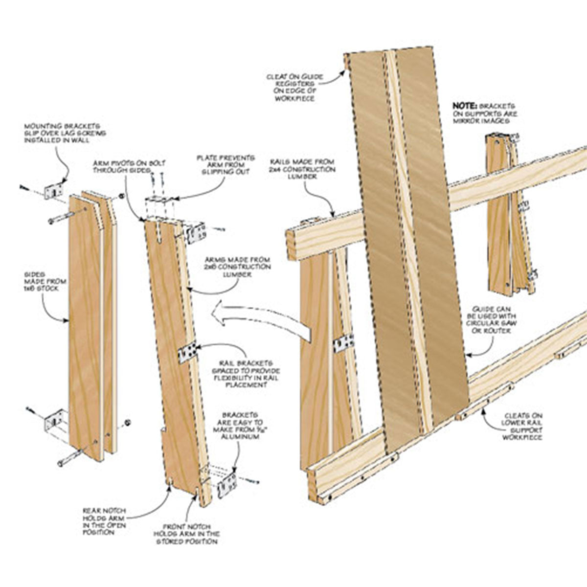 Woodsmith Low-Profile Cutting Rack Standard Plan & Premium Shop Drawings