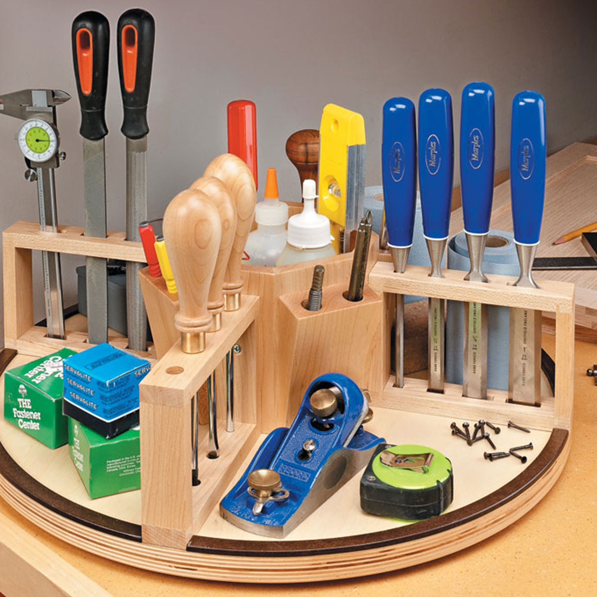 Woodsmith Rotating Tool Caddy Standard Plan & Premium Shop Drawings