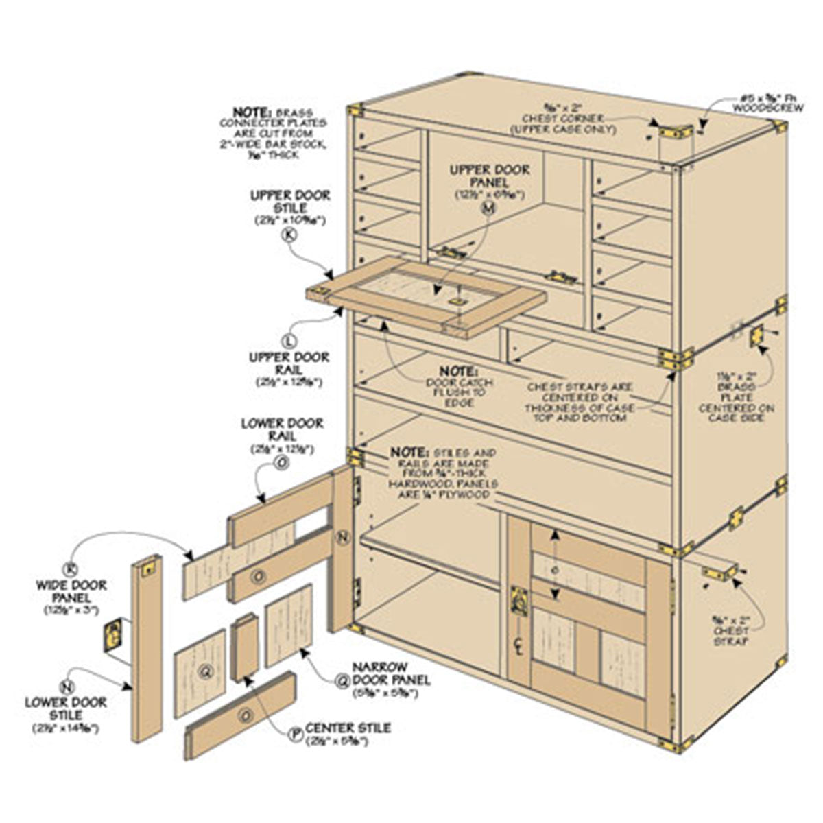 Woodsmith Campaign-Style Tool Cabinet Standard Plan & Premium Shop Drawings