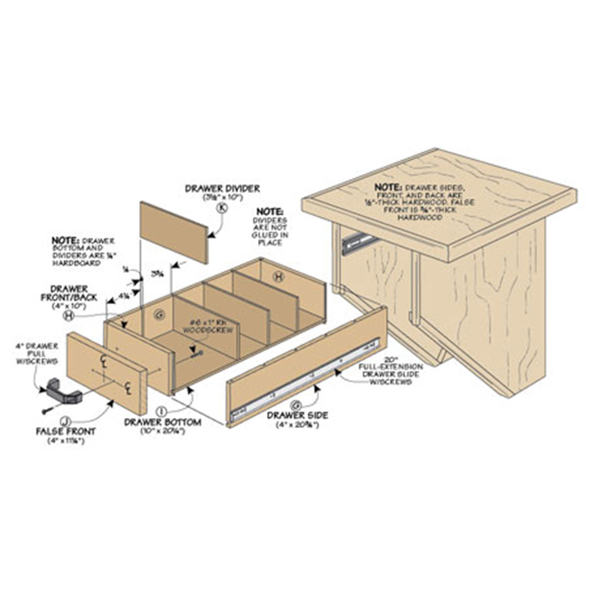 Woodsmith Wall-Mounted Drill Press Table Printed Standard Plan & Premium Shop Drawings
