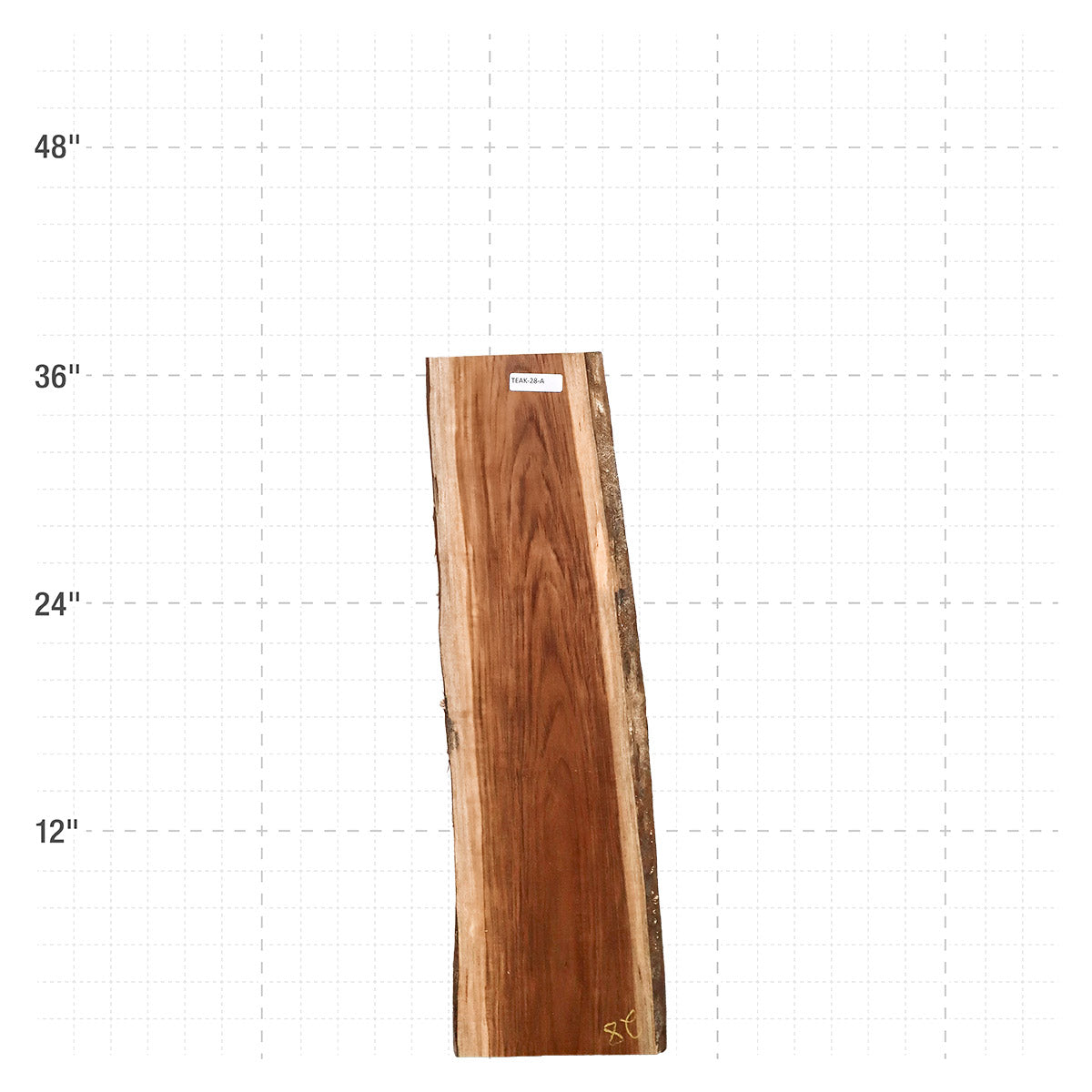 Teak Live Edge Slab - 36" x 9.5" x 1.25" - TEAK-28-A
