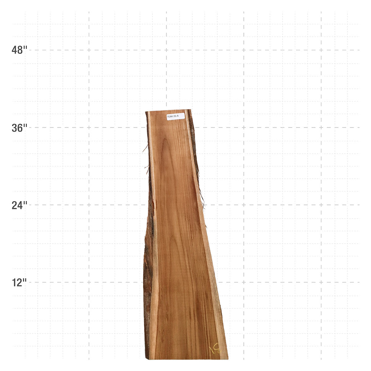 Teak Live Edge Slab - 37" x 9.5" x 1.25" - TEAK-31-A