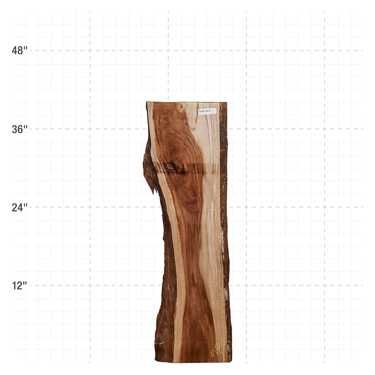 Teak Live Edge Slab - 38" x 8.5" x 1.25" - TEAK-36-A