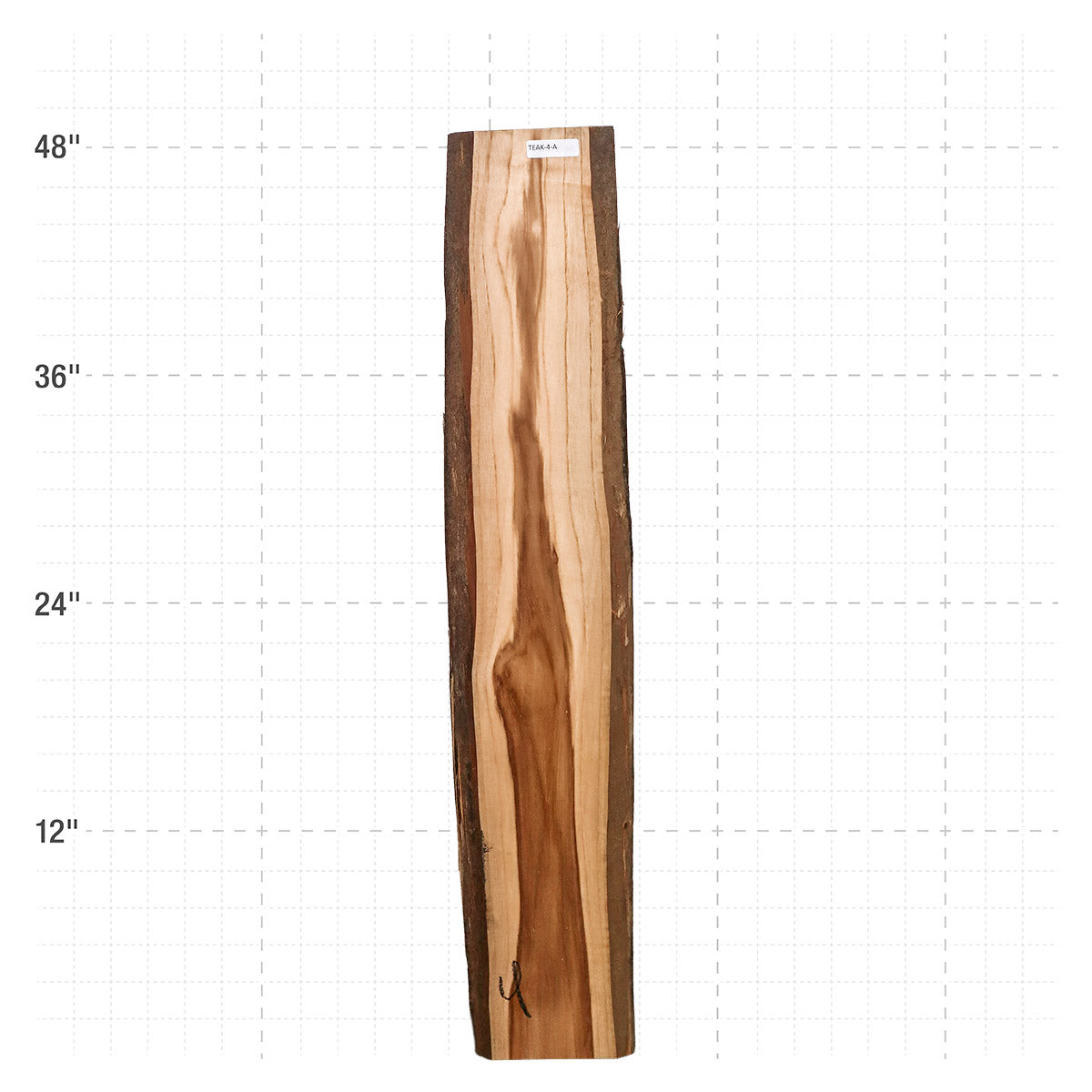 Teak Live Edge Slab - 48" x 8" x 1.25" - TEAK-4-A