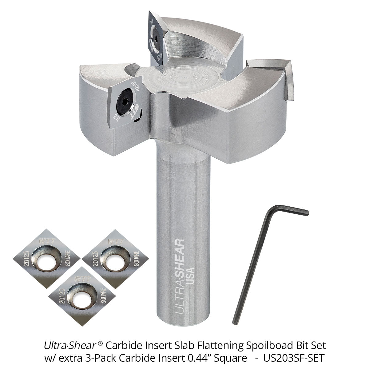 Spoilboard Router Bits - 2 Inch Diameter - Carbide Insert - 3 Flute