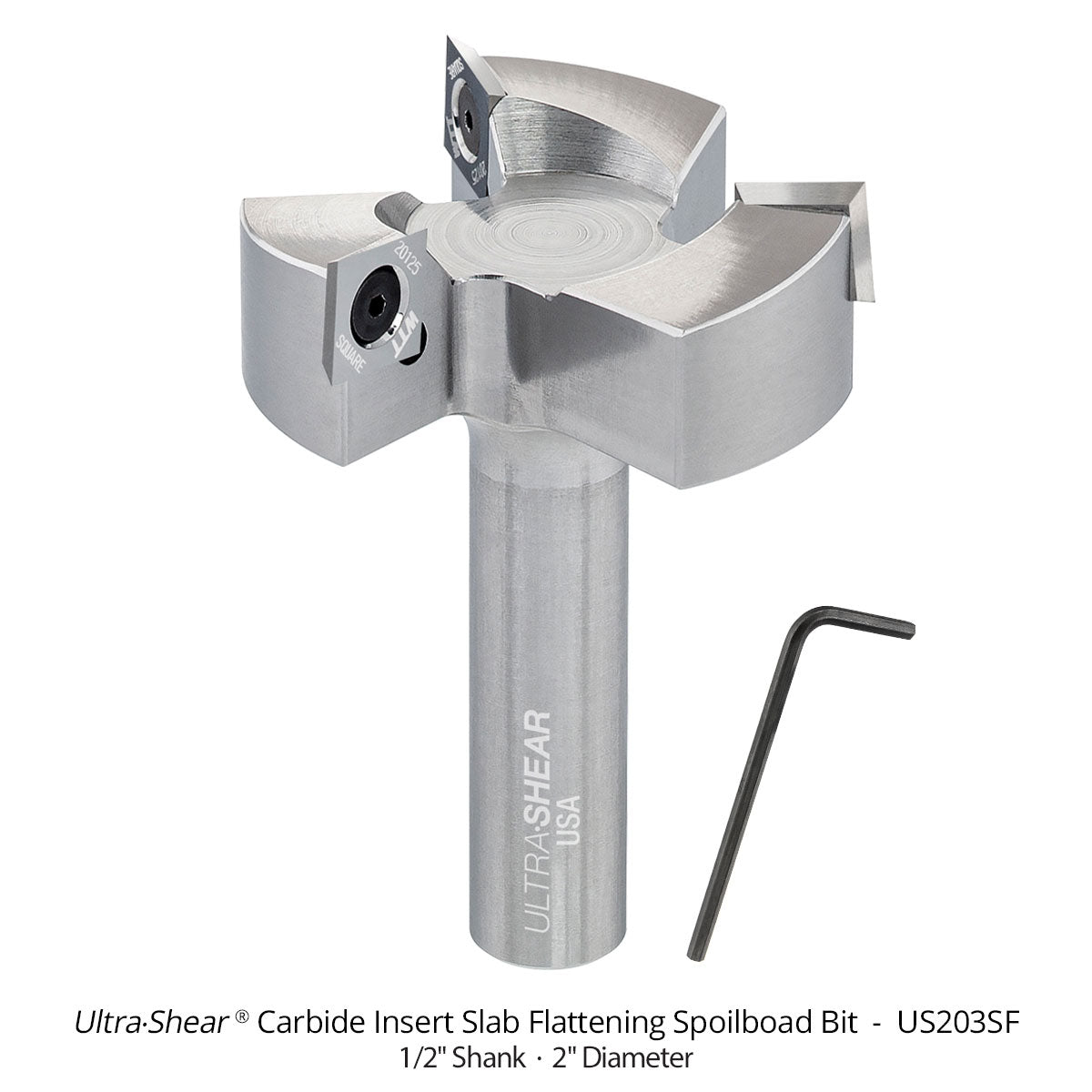 Spoilboard Router Bits - 2 Inch Diameter - Carbide Insert - 3 Flute
