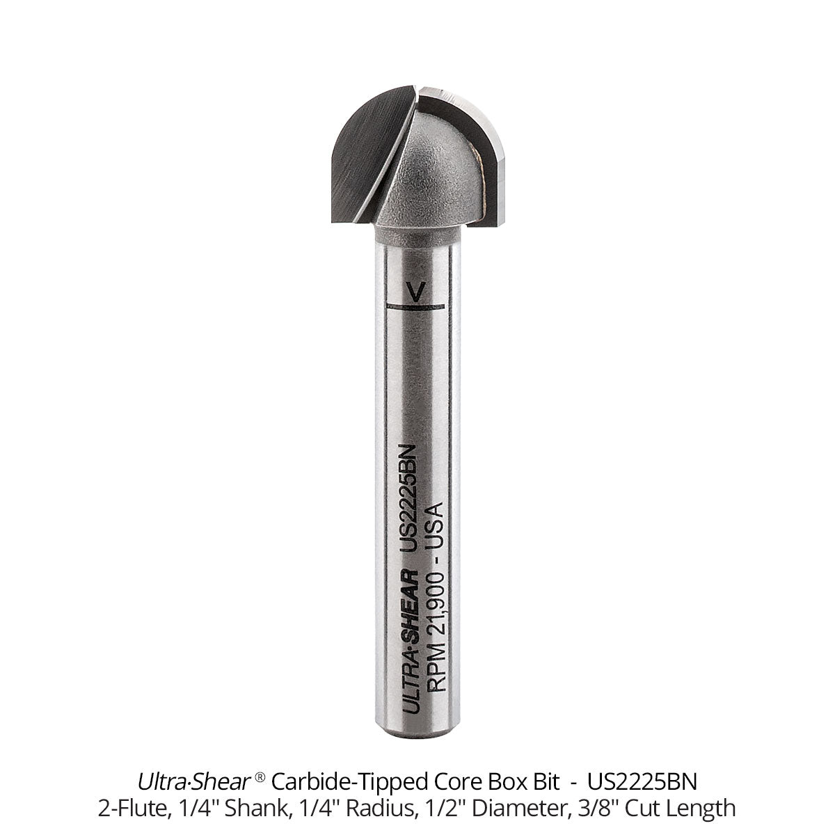 Core Box Router Bits - Carbide Tipped - 1/4" Shank