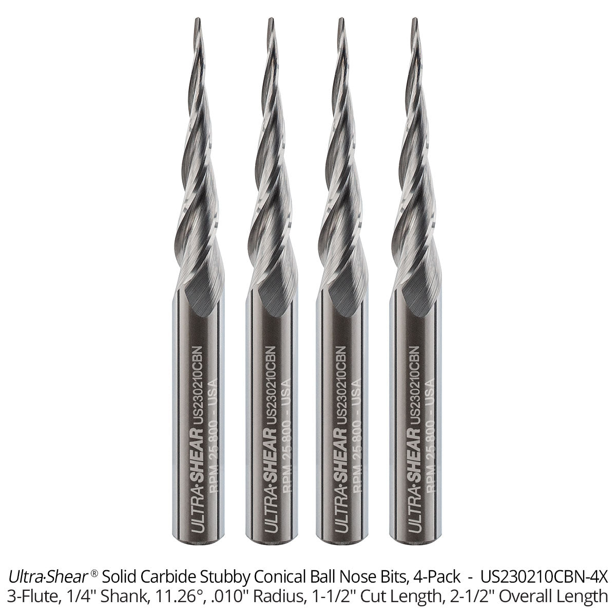Solid Carbide Stubby Ball Nose CNC Router Bits