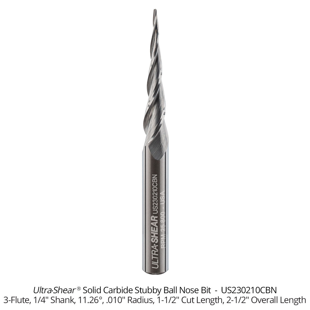 Solid Carbide Stubby Ball Nose CNC Router Bits