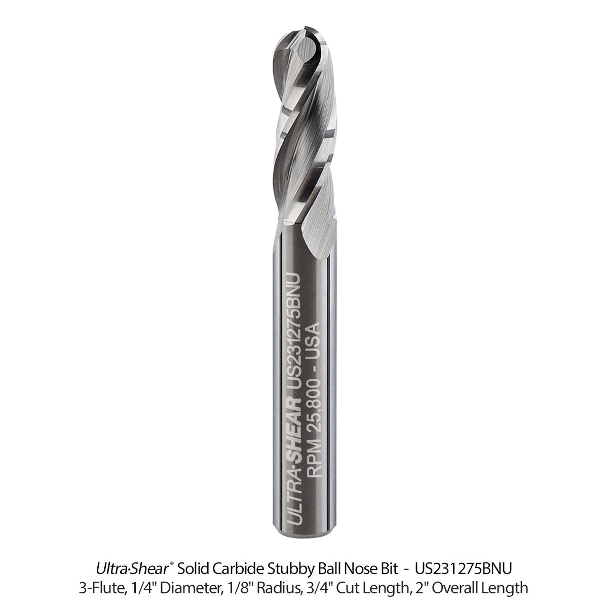 Solid Carbide Stubby Ball Nose CNC Router Bits