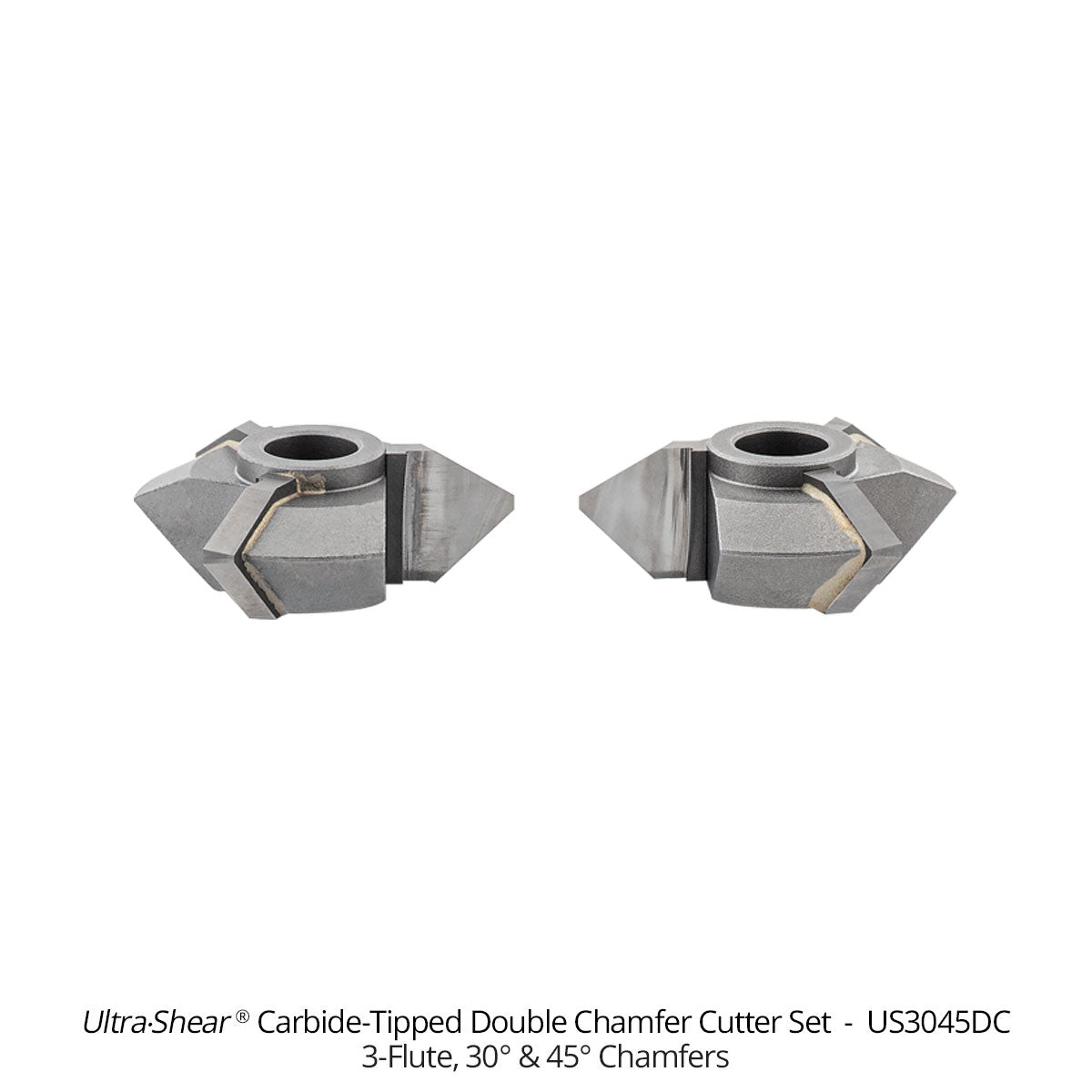 Double Radius and Double Chamfer Router Bits - Carbide Tipped - 3-Flute