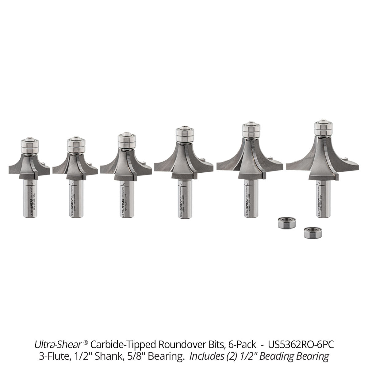Roundover Router Bits - Carbide Tipped - 3 Flute