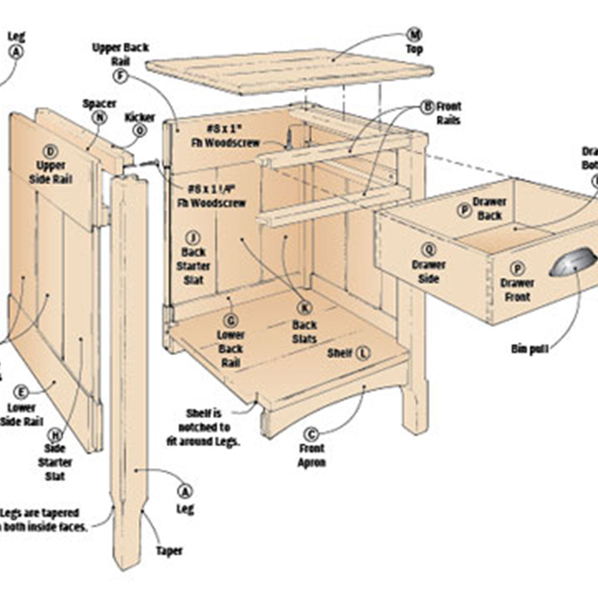 Woodsmith Cherry Bedside Table Plan