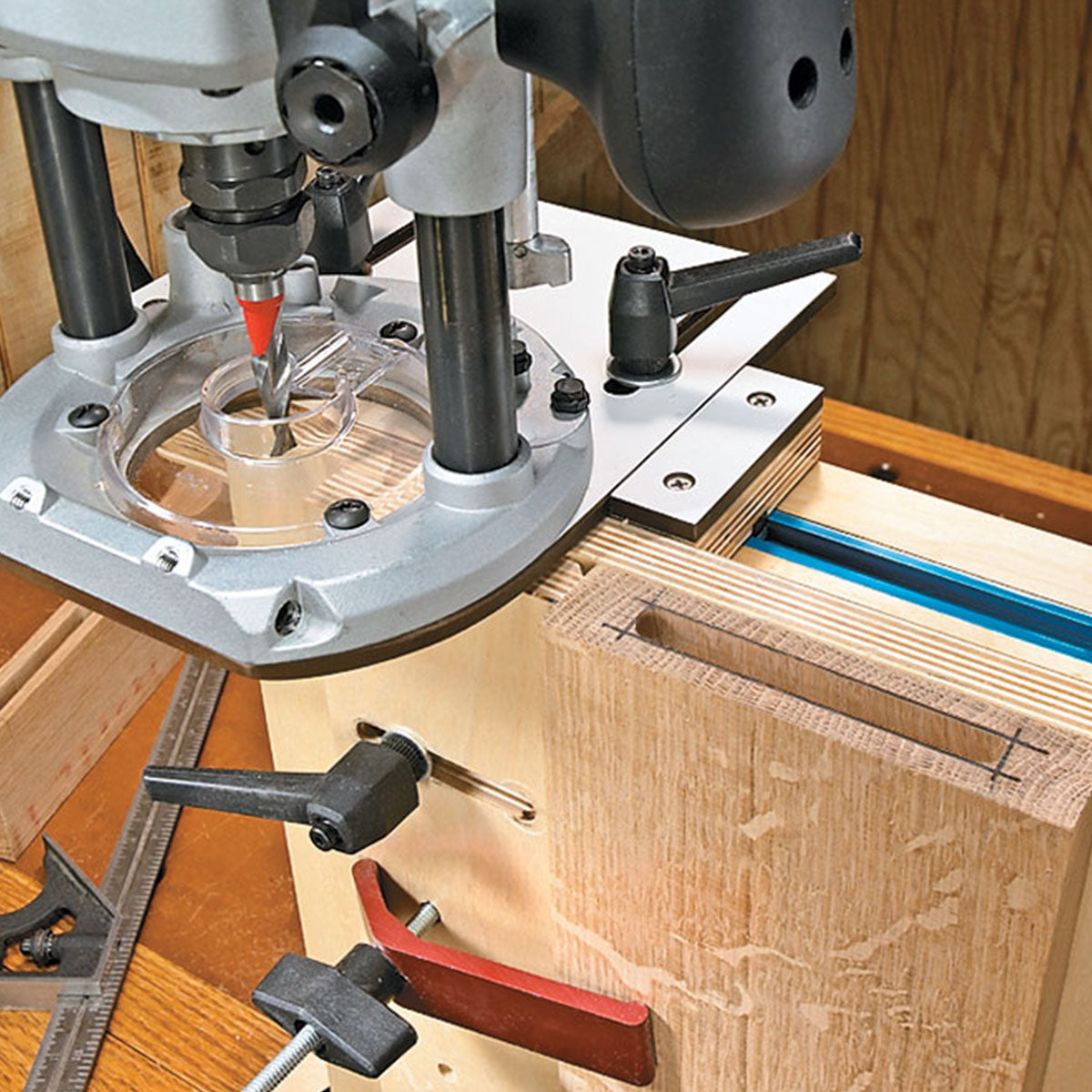 Woodsmith Plunge Router Mortising Jig Plan