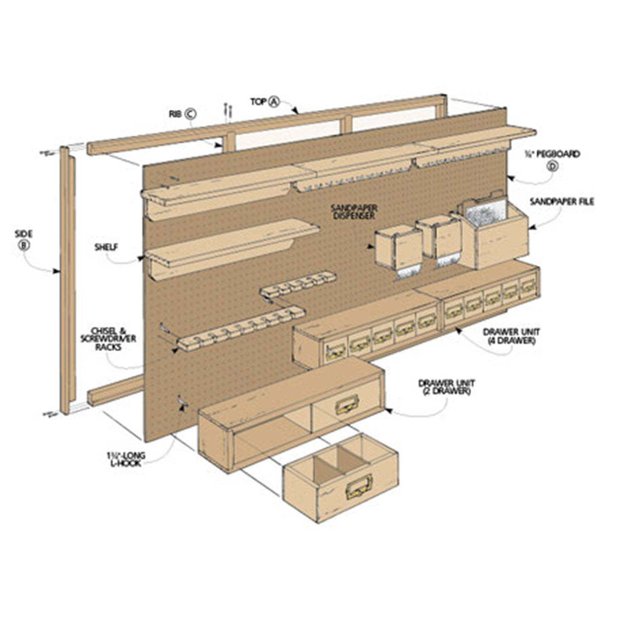 Woodsmith Pegboard Storage System Plan