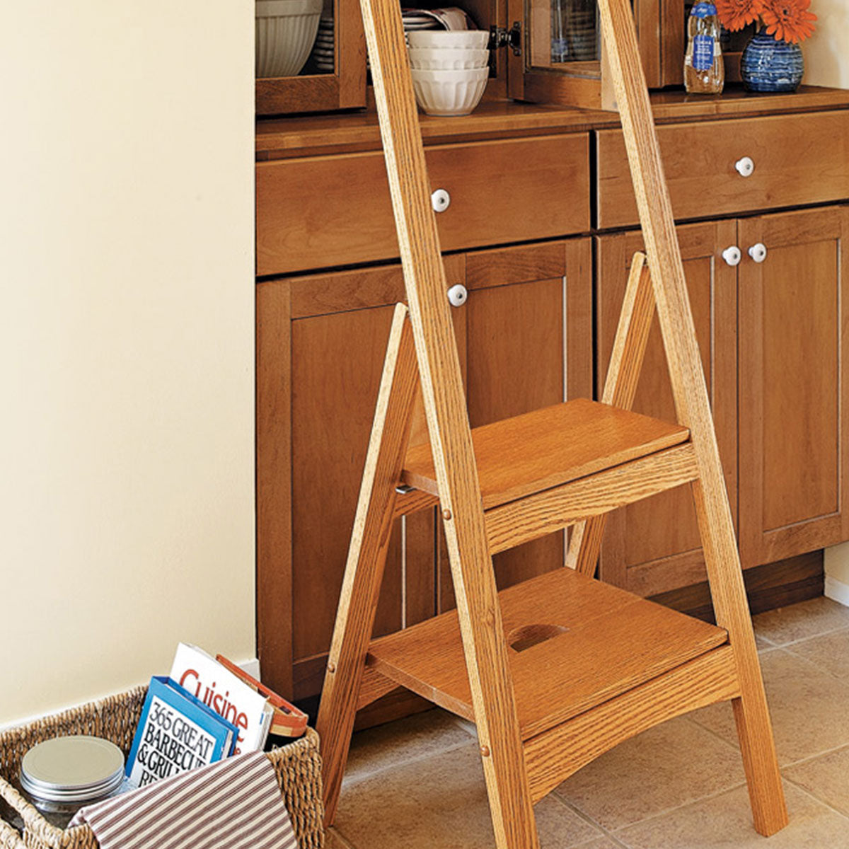 Woodsmith Folding Step-Stool Standard Plan & Premium Shop Drawings