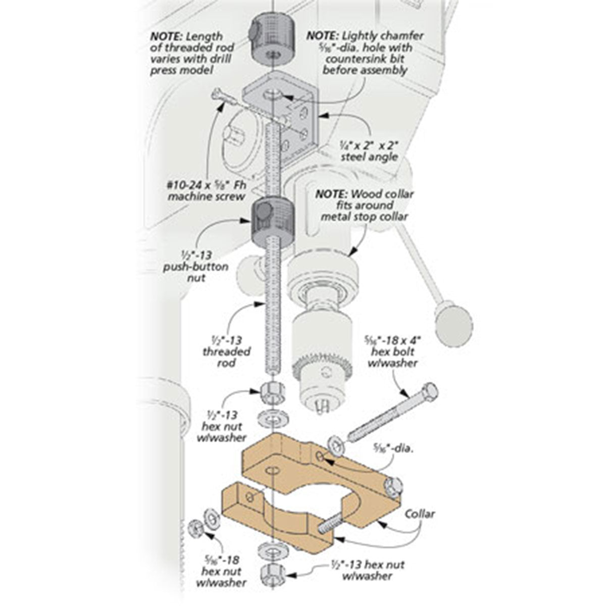Woodsmith Drill Press Depth Stop Plan