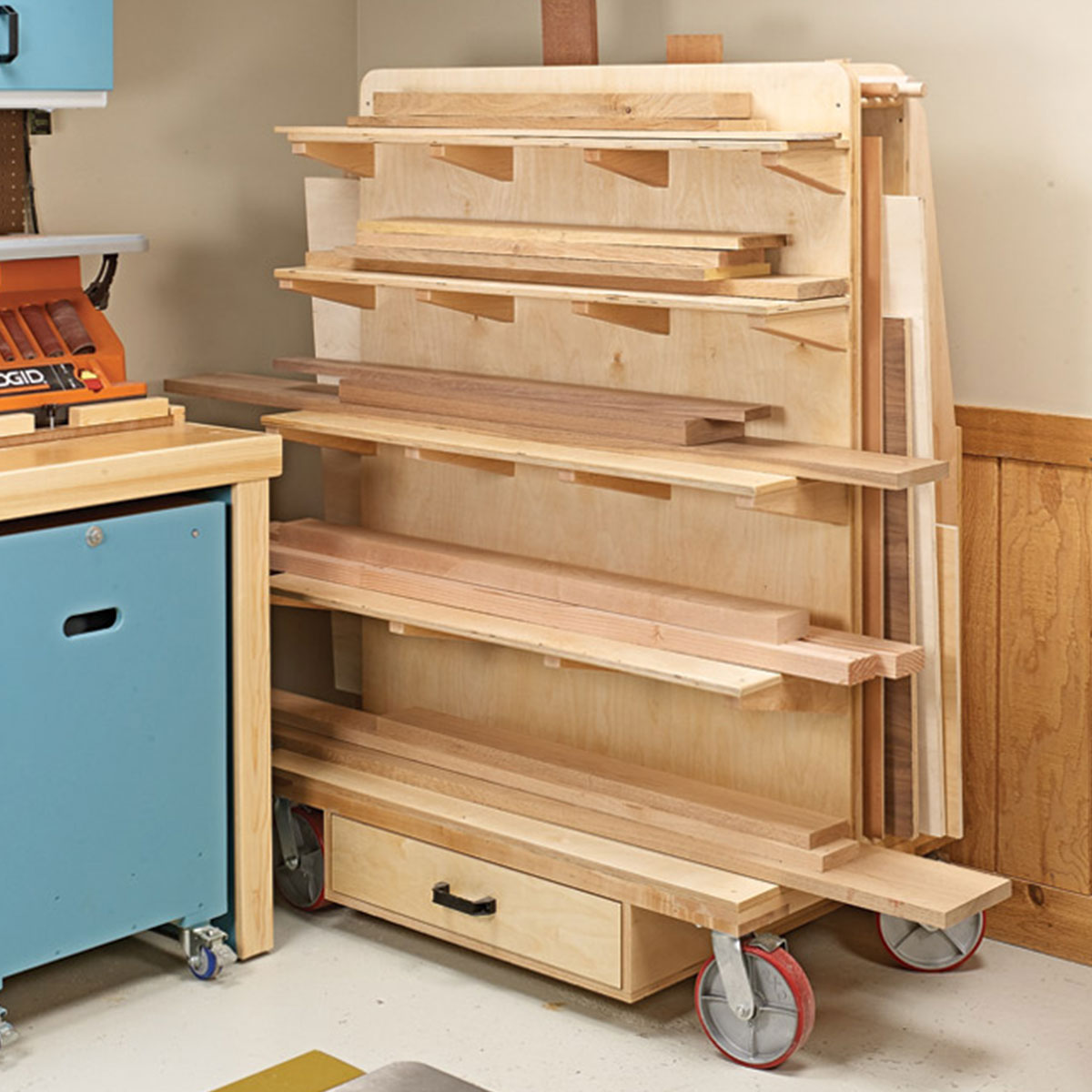 Woodsmith Sturdy Lumber Cart Standard Plan & Premium Shop Drawings