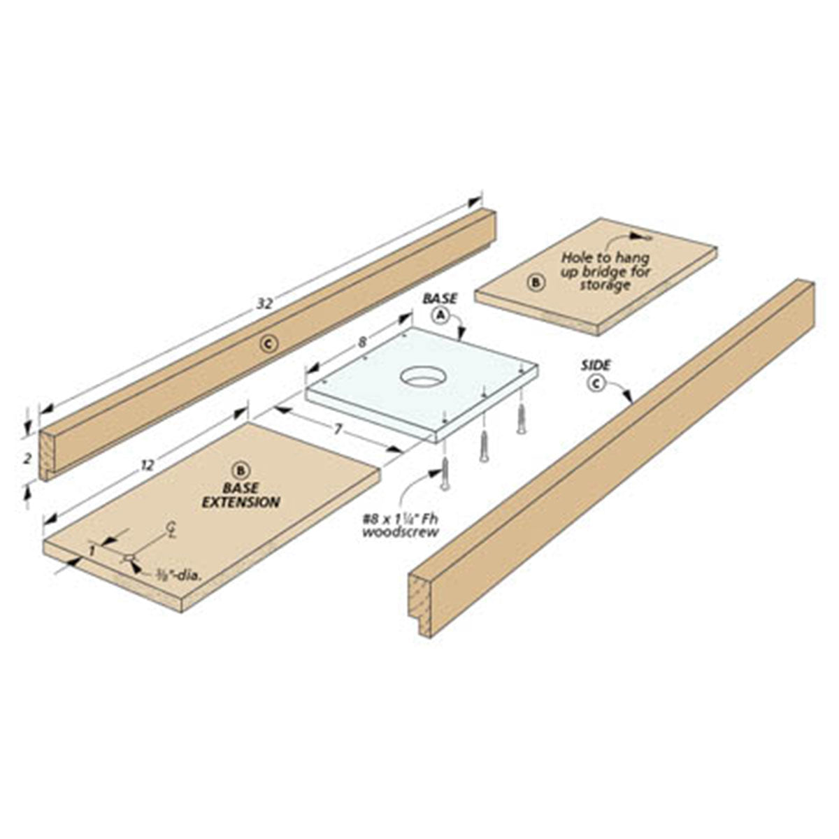 Woodsmith Auxiliary Router Bases Standard Plan & Premium Shop Drawings