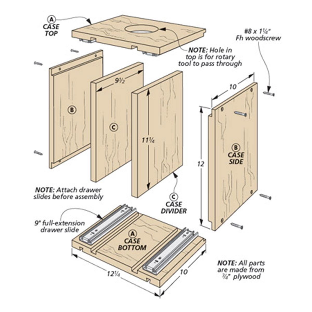 Woodsmith Rotary Tool Router Table Standard Plan & Premium Shop Drawings