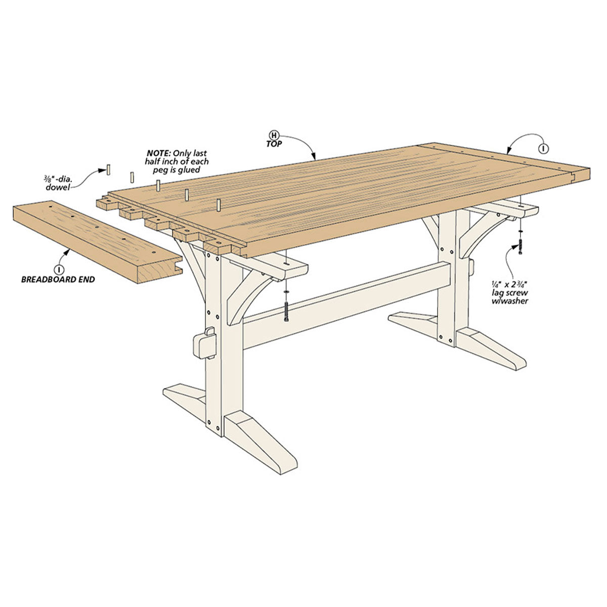 Woodsmith Rustic Dining Table & Bench Standard Plan & Premium Shop Drawings