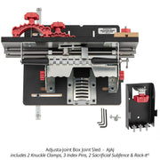 Adjusta-Joint Box Joint Sled, includes 2 Knuckle Clamps,3 indes pins, 2 Sacrificial Subfences & Rack-It - OPEN BOX