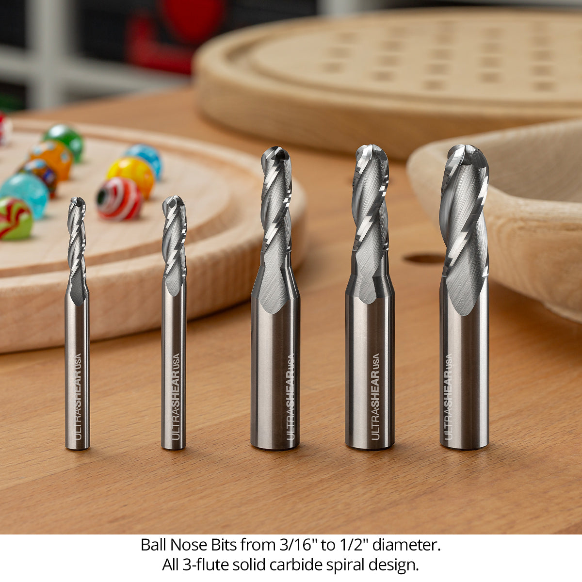 Ball Nose CNC Router Bits - Solid Carbide - 3-Flute
