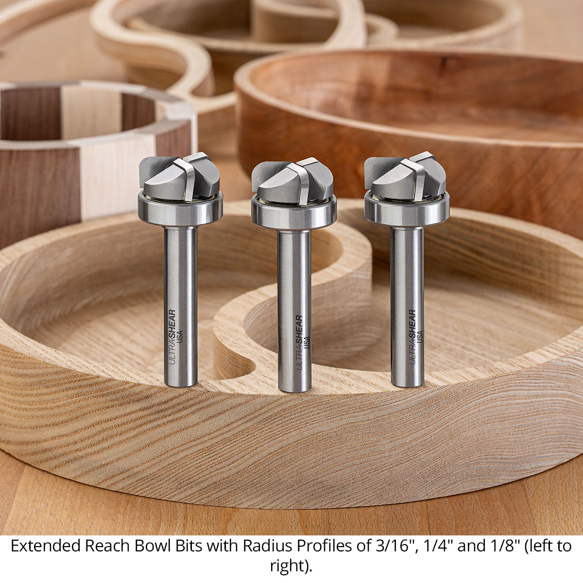 Extended Reach Bowl Router Bits - Carbide Tipped - 3 Flute
