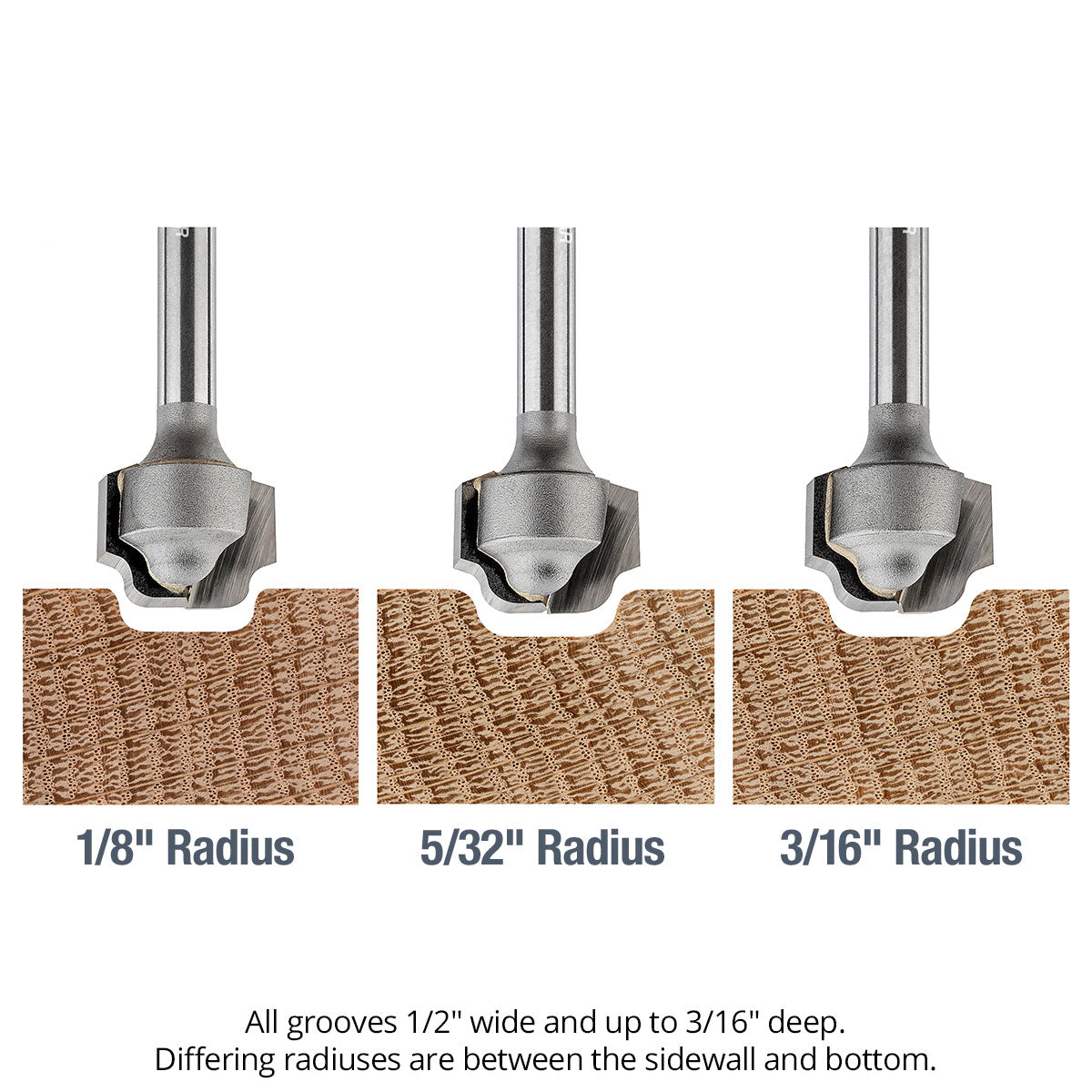 Juice Groove Router Bits - Flat Bottom - Carbide Tipped - 2-Flute