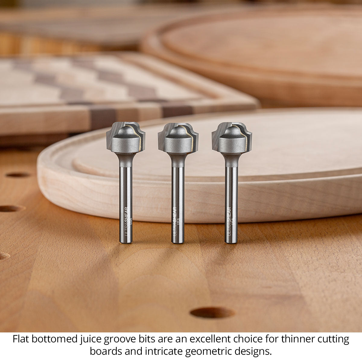 Juice Groove Router Bits - Flat Bottom - Carbide Tipped - 2-Flute